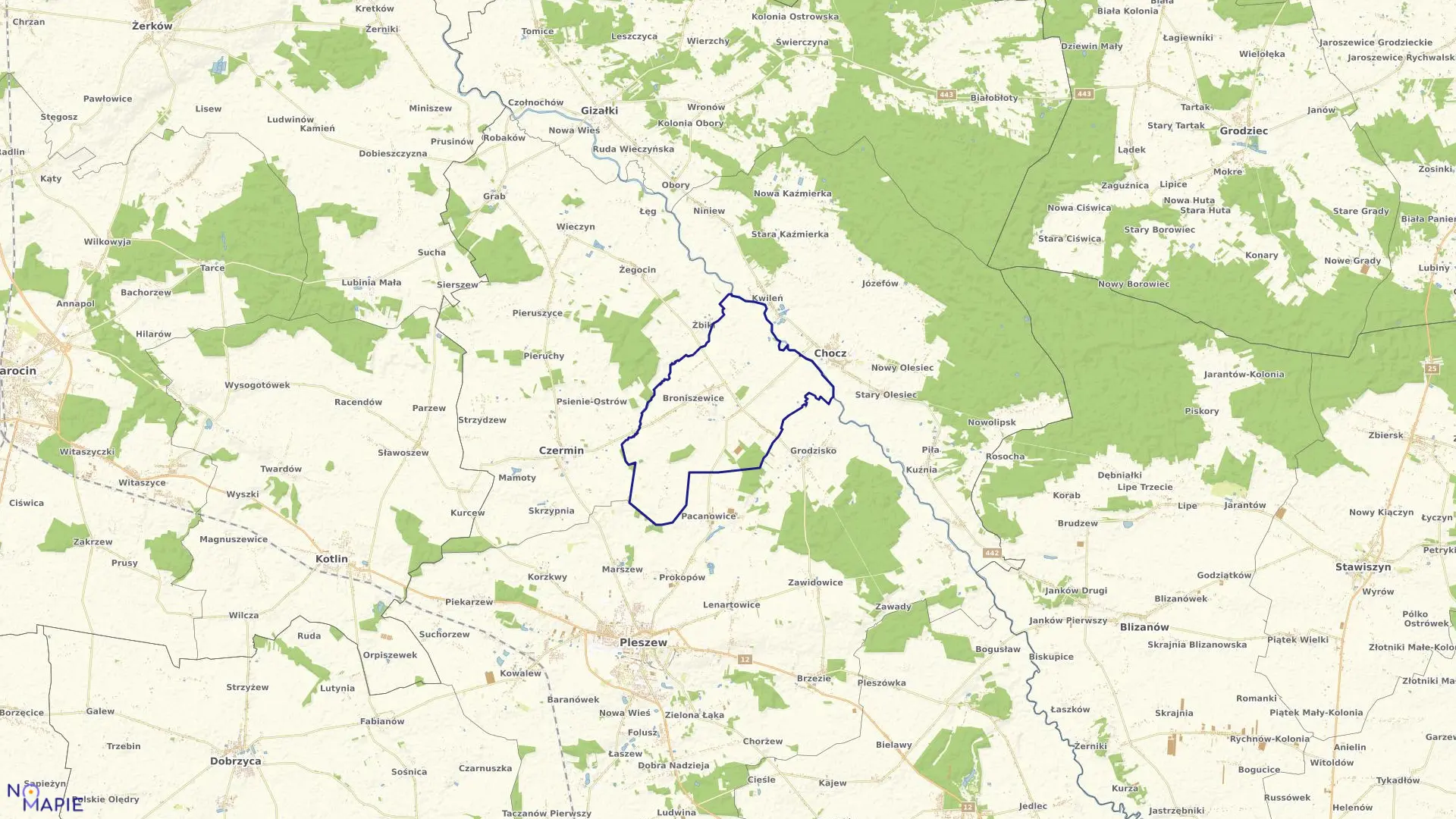 Mapa obrębu BRONISZEWICE w gminie Czermin